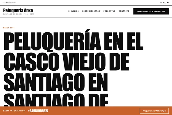 Portada de la web de Peluquería Anxo