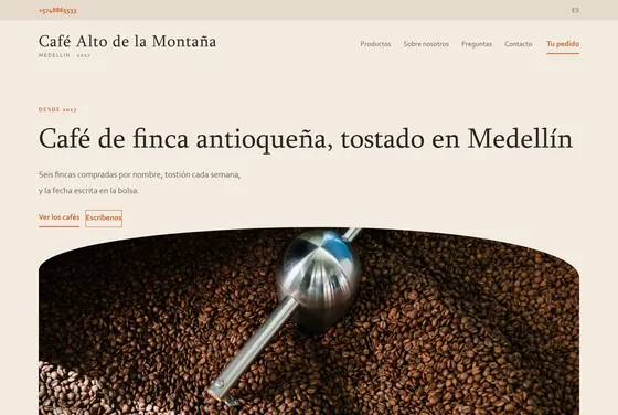 Portada de la web de Café Alto de la Montaña